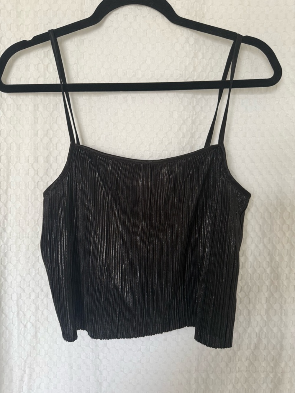 OAK + FORT Black Pleated Two Piece Set Shimmer Tank & Pants Size M - Picture 3 of 7